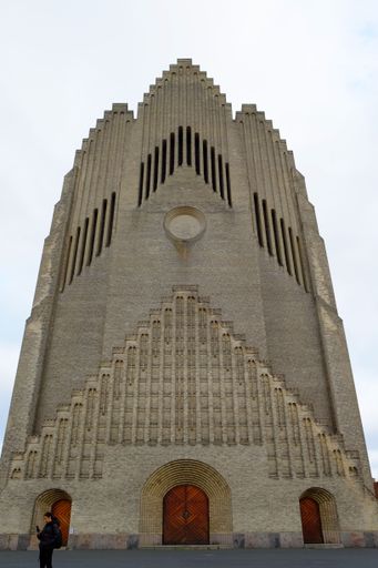 A vertical shot of the Grundtvig Church in Copenhagen, Denmark