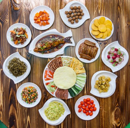 A closeup of various traditional chinese flavor dishes on a table