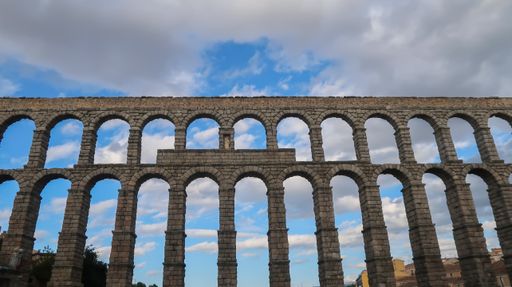 The Roman aqueduct in Segovia, Spain