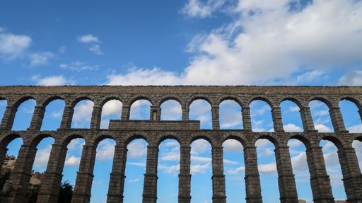 The Roman aqueduct in Segovia, Spain