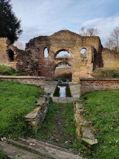 A vertical shot of the ancient abandoned ruins