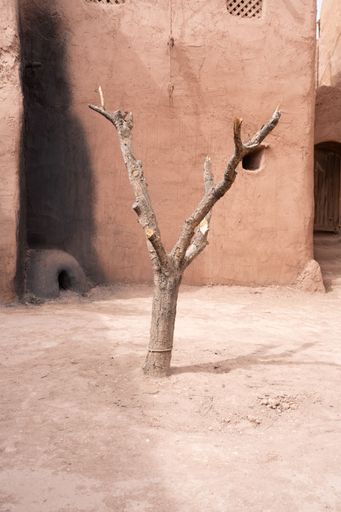 This stock photo captures a picturesque and awe-inspiring view of an old building film set located in Ouarzazate, Morocco