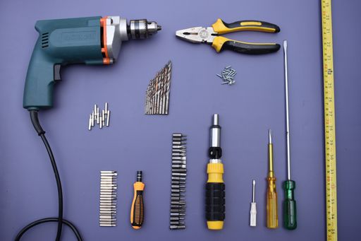 A closeup shot of banner of assorted hand tools