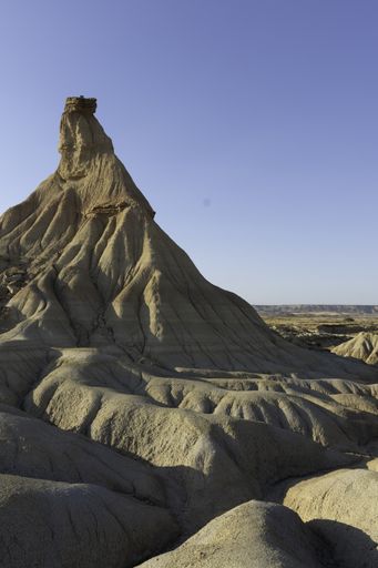 A Castildetierra mountain created by erosion in Bardenas Reales desert, Spain at daytime