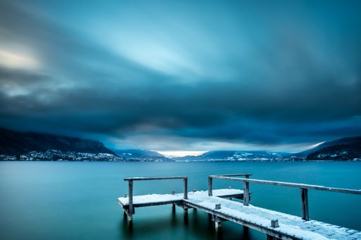 A beautiful shot of the wooden Pier or deck in winter