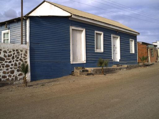 typical colorful house in the coastal north of Chile