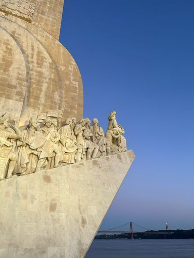A vertical shot of the Padrao dos Descobrimentos monument at Santa Maria de Belem in Lisbon, Portugal