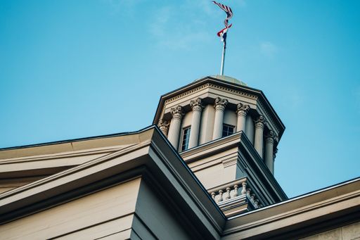 A photo of the old capitol in Iowa City, Iowa