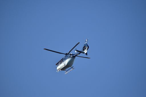 Argentine federal police helicopter flying over Buenos Aires