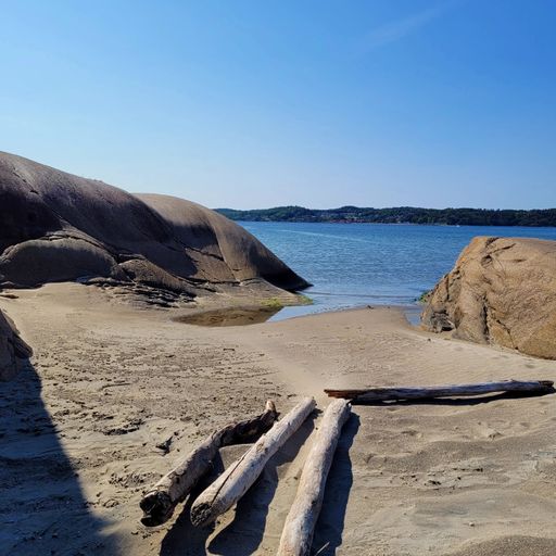 A beautiful shot of the coast under the clear skies in Larvik, Norway