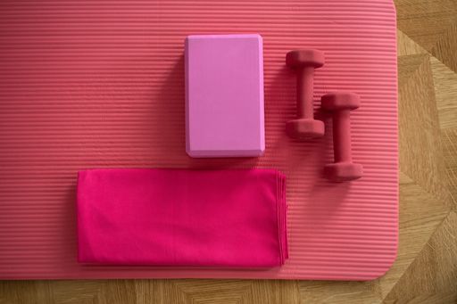A top view shot of a yoga training essentials