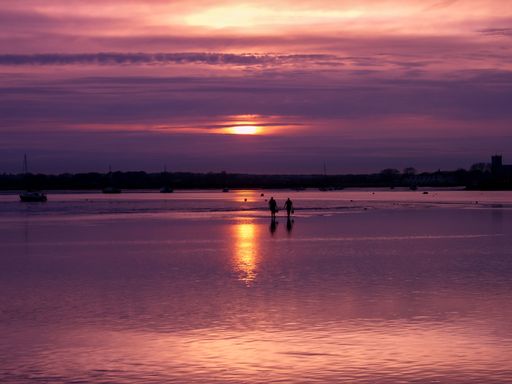A beautiful purple sunset over the sea.