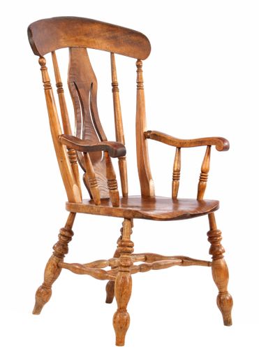 A closeup shot of wooden vintage chair isolated on white background