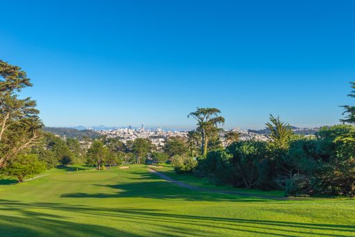 A stunning aerial view of the Lincoln park golf course, from the top of a hill