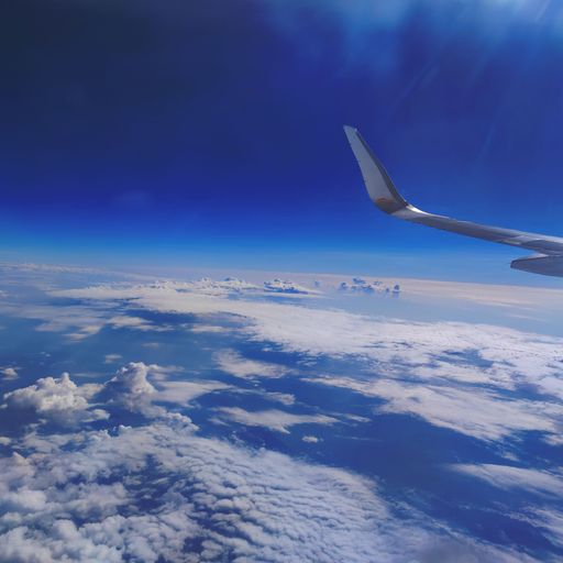 A high angle view of the clouds seen from the window a plane
