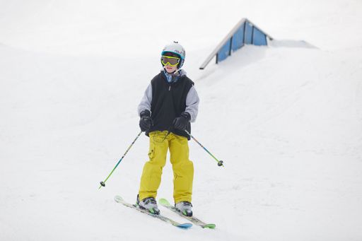 Snow Skiers at the Wisp Ski Resort in McHenry, Maryland Completing Skill Maneuvers during the Maryland Open Freestyle Ski Competition.