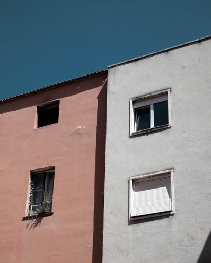 Different but still connected buildings next to each other