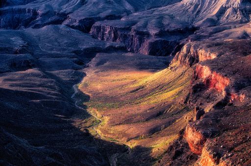 An aerial shot of a rocky canyon in Arizona