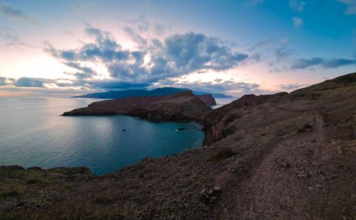 A scenic view of Ponta de Sao Lourenco at sunset. Madeira, Portugal.