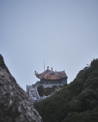 A temple built on the edge of Fansipan mountain, Indochina's highest peak.