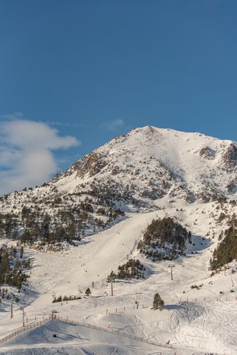 Grandvalira, Andorra: 2021 January 17: Grandvalira ski resort in Grau Roig Andorra in time of COVID19 in winter 2021.