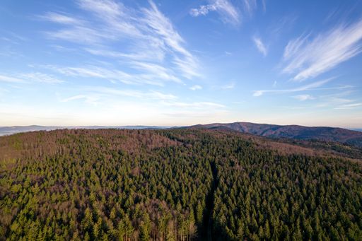 Drone images of the bavarian forest near Furth im Wald and Gleissenberg Bavaria. Also the glass cross of the viewpoint Reiseck can be discovered here.