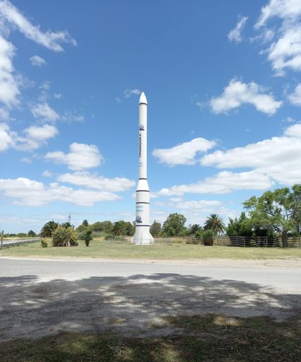 Replica of the Tronador II space launcher designed to place satellites into orbit  for peaceful uses.