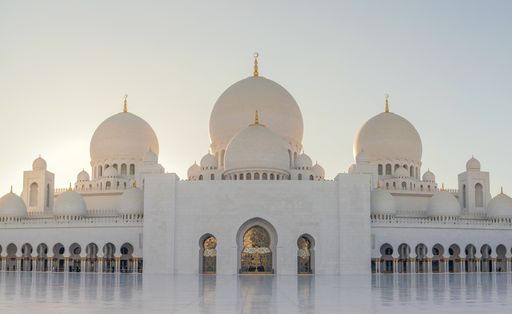 A beautiful view of the famous historic Grand Mosque in Abu Dhabi