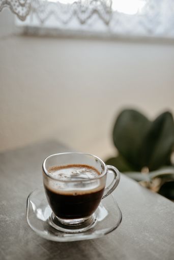 A closeup shot of a cup of coffee on the table
