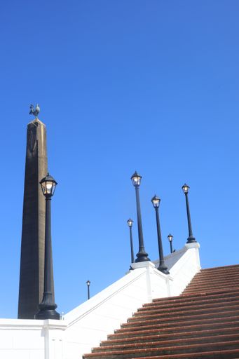 A vertical shot of the stairs at the Plaza de Francia Panama, Old Town