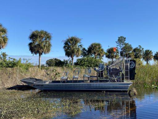 An empty unoccupied airport in the water in the Everglades National Park in Florida