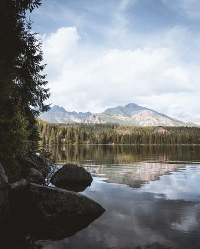 The beautiful scenery of Strbske Pleso Lake in Slovakia - perfect for wallpaper