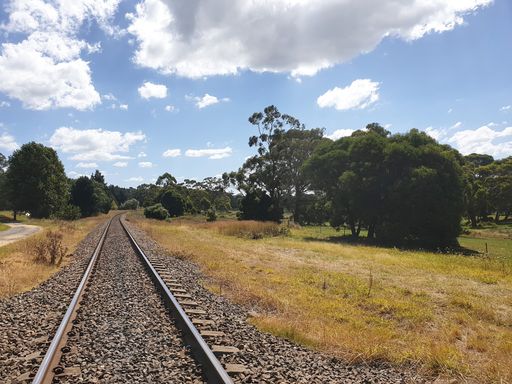 A fantastic shot of a long railroad through the forest in Australia