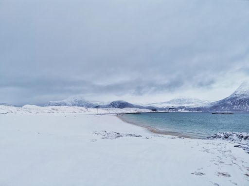 A beautiful shot of the winter in the Arctic region, Hillesoy, Kvaloya Island, Tromso, Norway