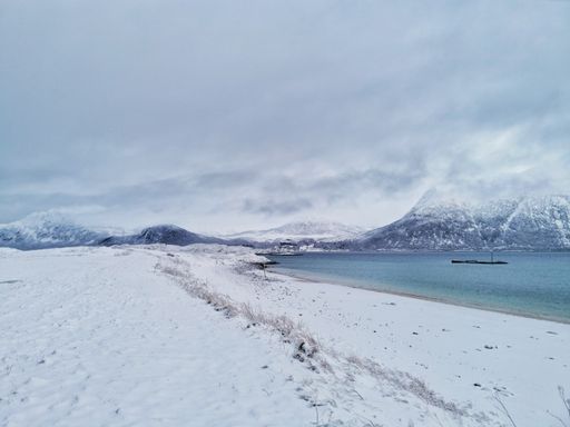 A beautiful shot of the winter in the Arctic region, Hillesoy, Kvaloya Island, Tromso, Norway