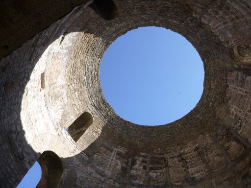 A Vestibule is a kind of entrance hall in the Roman empire buildings. Preparing for entering. Here the Diocletian palace in Split, Croatia.