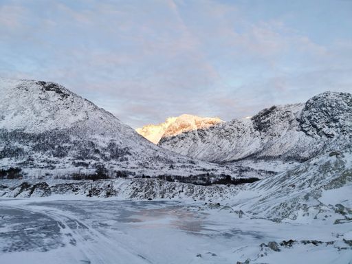 A beautiful shot of the winter in the Arctic region, Kvaloya Island, Tromso, Norway