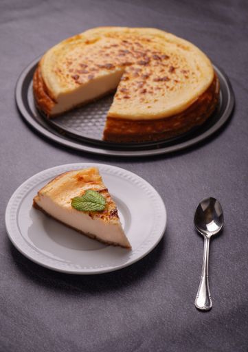 A selective focus shot of tasty homemade cheesecake