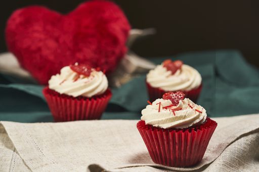 Red strawberry cupcakes for Valentine's day