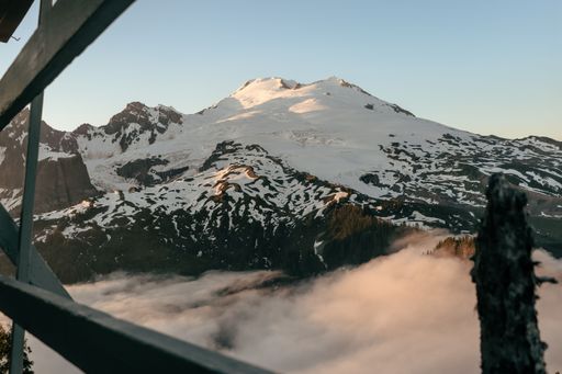 A beautiful view of a high mountain during winter