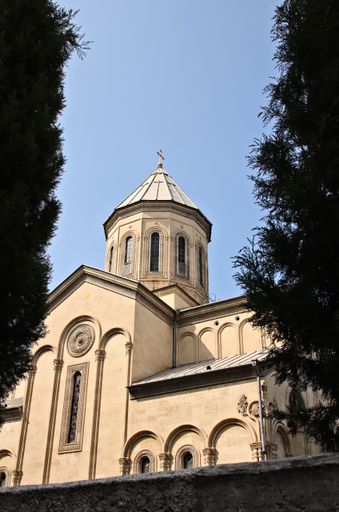 A vertical low angle shot of St. Nicholas Church captured in Tbilisi, Georgia