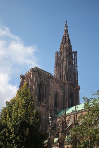 Cathedrale Notre Dame de Strasbourg shot in Mid-October in downtown Strasbourg Alsace France.