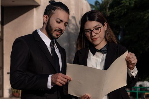 A shallow focus shot of young Hispanic business partners discussing a project