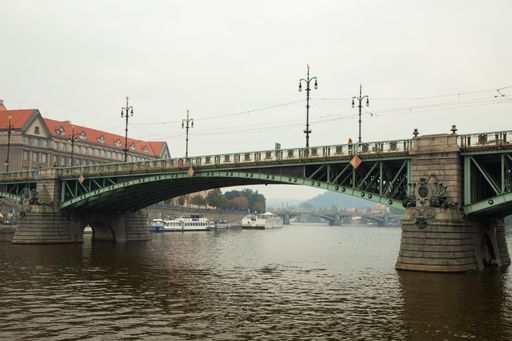 A beautiful view of a bridge over river Vltava in Prague, Czech Republic