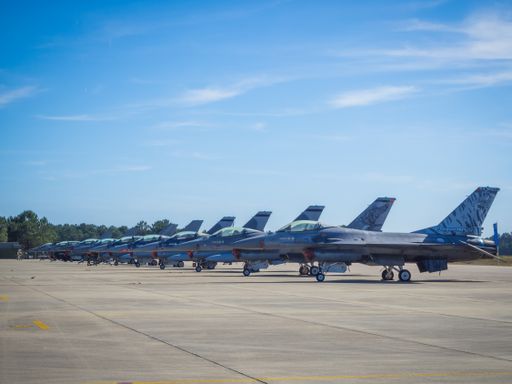 F-16 fighter-bomber during Real Thaw Nato exercise at Base N.5 MONTE REAL Military