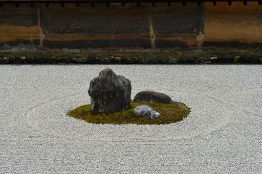 A stone garden in  Ryoanji Temple in Kyoto