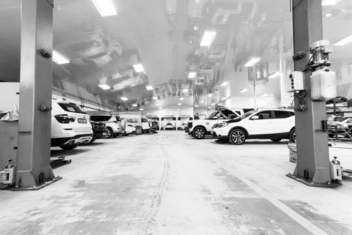 Rustenburg, South Africa - February 9, 2015: Inside an empty panel beater vehicle workshop