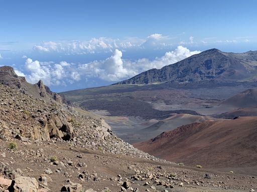 A beautiful shot of the landscape at Haleakala, the East Maui Volcano in Hawaiian Island of Maui.