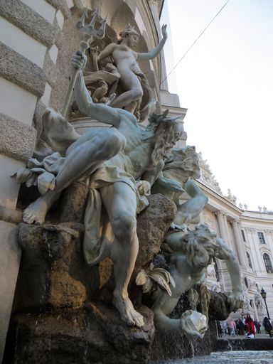 A beautiful shot of a fountain in The Hofburg, Vienna, Austria