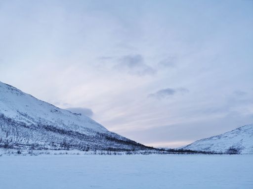 The Kattfjordvatnet lake in Kvaloya island, Norway